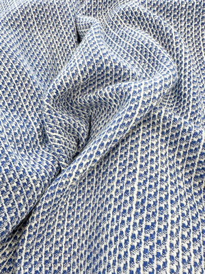 TISSU TWEED COTON MARINE ET BLANC FORMENTERA