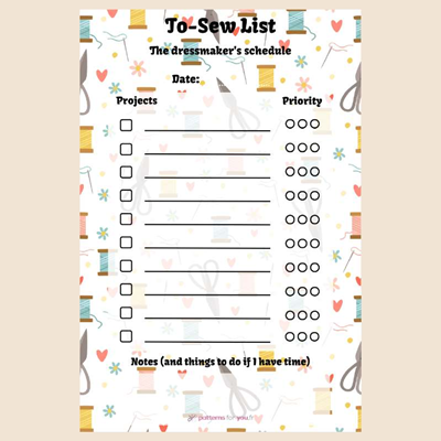 To Sew List Sewing